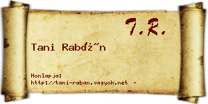 Tani Rabán névjegykártya